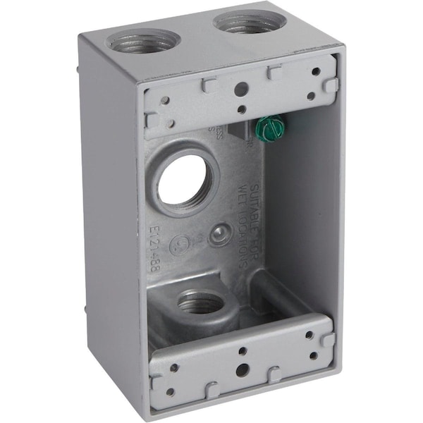 Bell Single Gang 1/2 In. 4-Outlet Gray Aluminum Weatherproof Electrical Outdoor Outlet Box 5321-0 - main